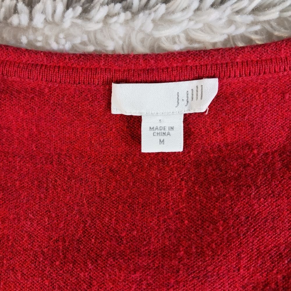 J. Jill Pure Jill Cotton Blend Front Pocket Red Sweater V-Neck Size Medium - Picture 3 of 11